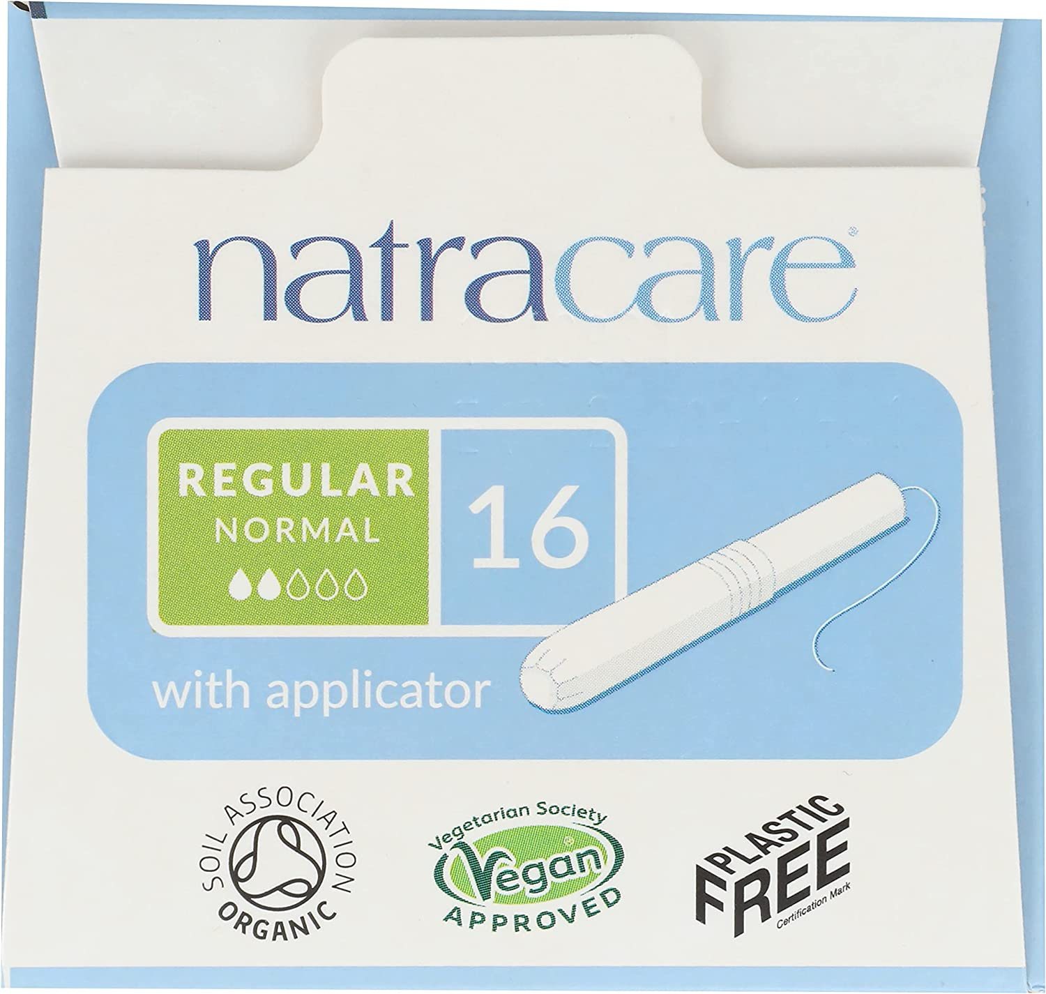 Natracare Organic Cotton Tampons with Applicator Regular, 16 Pieces