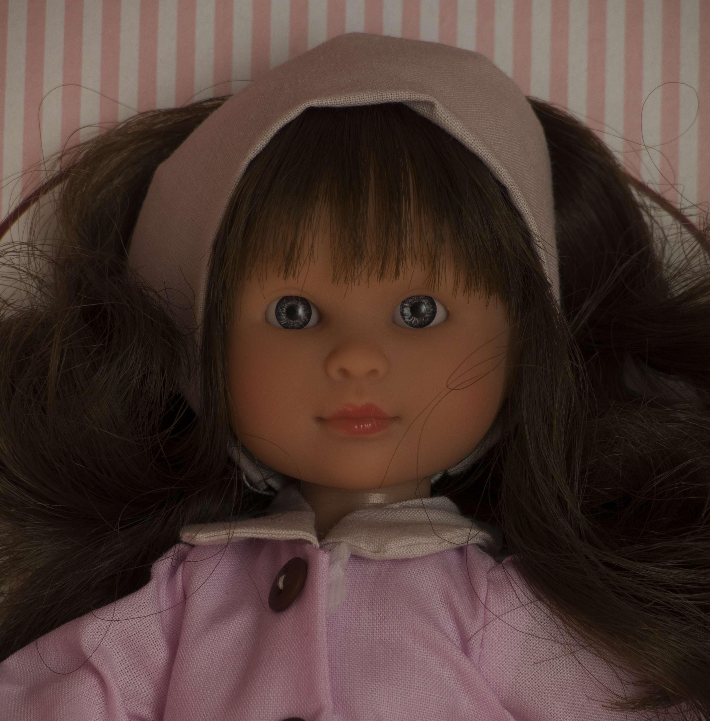 Asivil Celia Brunette Doll, 30cm in pink coat