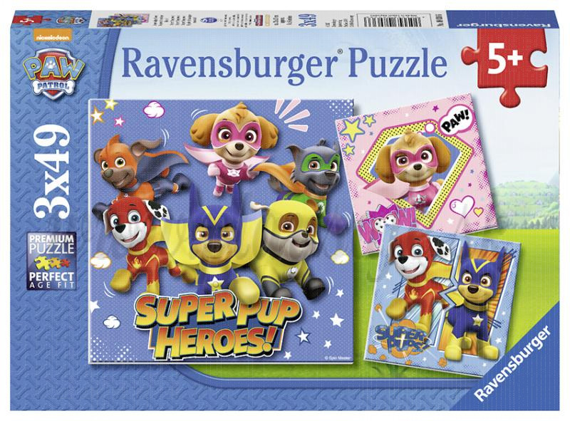 Ravensburger Puzzle Nickelodeon Labková Patrola Mighty Pups 3x49