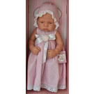 Asivil Realistické bábätko dievčatko Lucía, 42cm dlhé šatočky čipkovaná čiapka