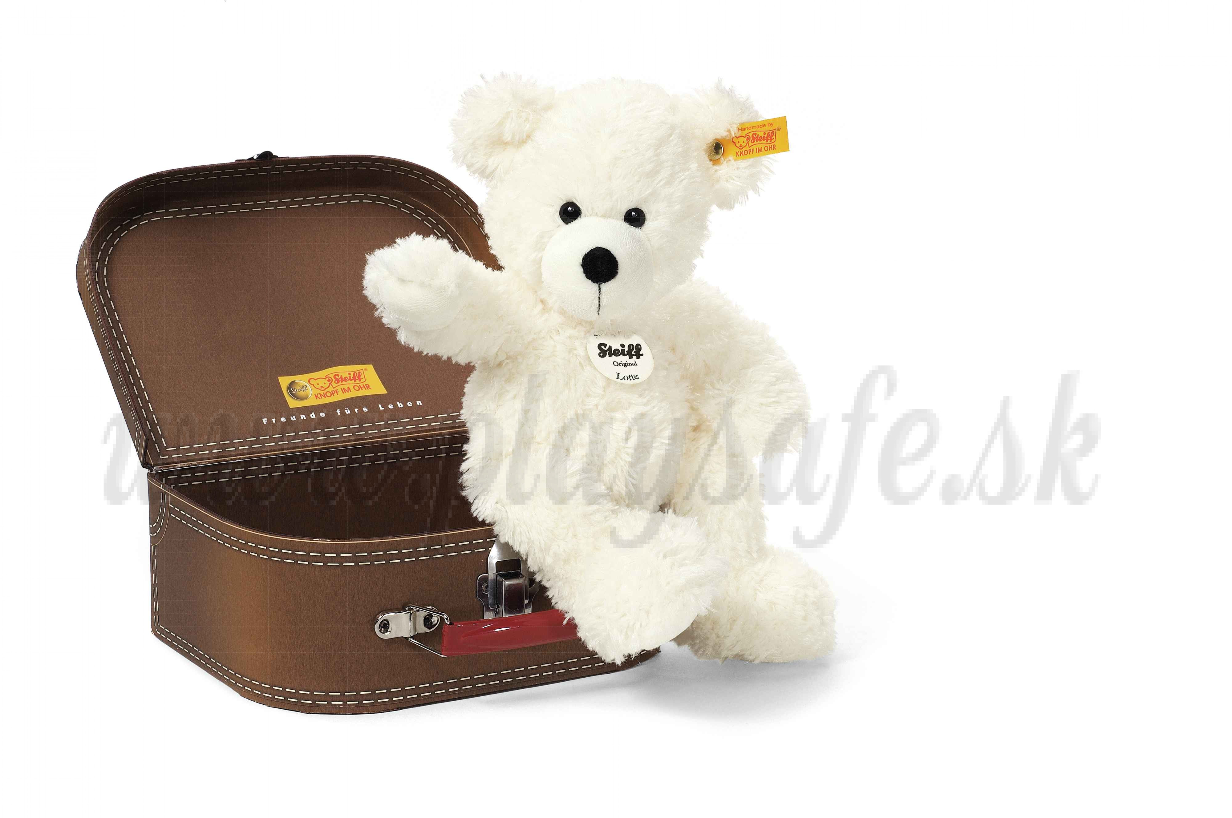 Steiff Teddy Bear Lotte in suitcase, 28cm