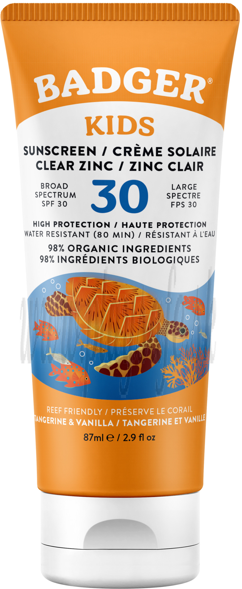 Badger Balm SPF 30 Kids Sunscreen Cream Tangerine & Vanilla SPF 30, 87ml