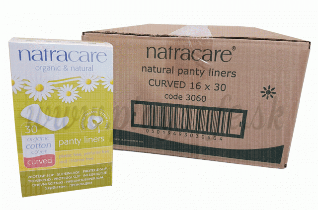 Natracare Organic Cotton Panty Liners Curved, 16x30 Pads